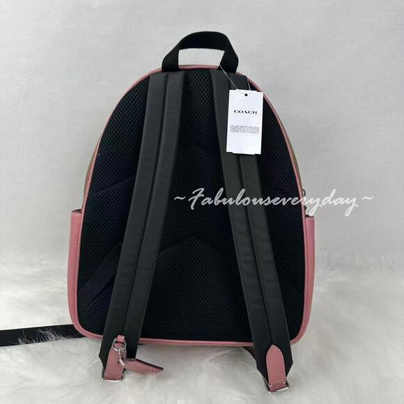 Coach Court Backpack In Maxi Signature Canvas In Tan/Dusty Pink CCK72 NWT - Picture 3 of 9